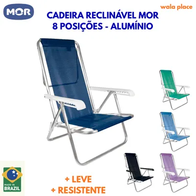 Cadeira De Praia Piscina Reclinável 8 Posições Alumínio Mor