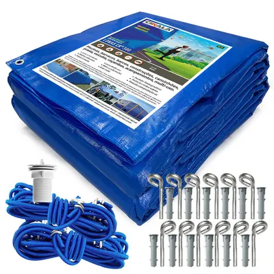 Capa de Piscina Azul CK300 6,5x3 Metros com Kit Instalação Praticidade no dia a dia