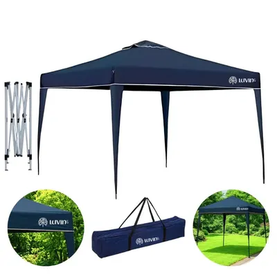 Gazebo Tenda Sanfonada Articulada Luvinco 3x3m Azul Impermeável Resistente Proteção Ar