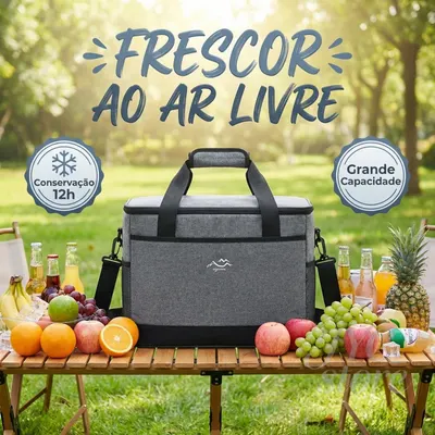 Bolsa térmica isolada de grande capacidade, bolsa térmica portátil para piqueniques e