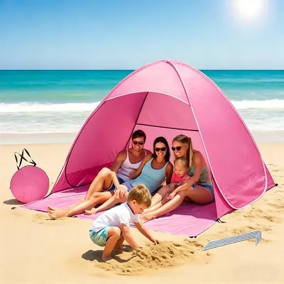 Barraca de Praia Rápida com Proteção Solar e Mosquito UV50+ Para 2-3 Pessoas Leve e